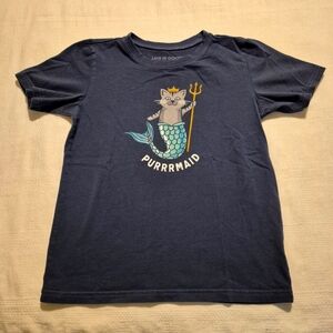 Life Is Good girls size XL or 12-14 blue Purrrmaid short sleeve shirt VGUC